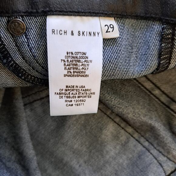 Rich & Skinny Dark Wash Tuxedo Stripe Coated Skinny Jeans Size 29 - Picture 9 of 9